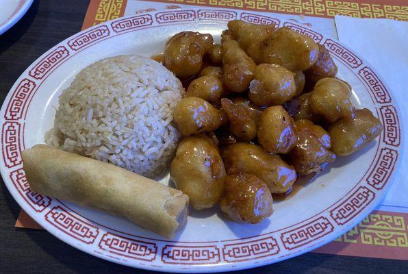 Orange chicken lunch special. $14.95