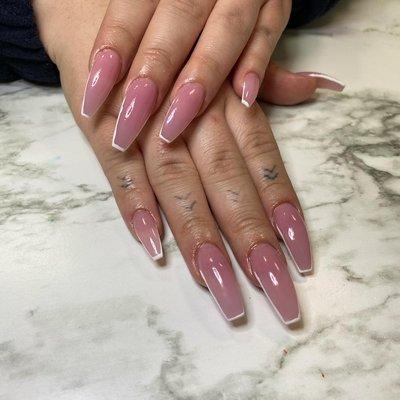 Long custom pink and white set (clients choice)