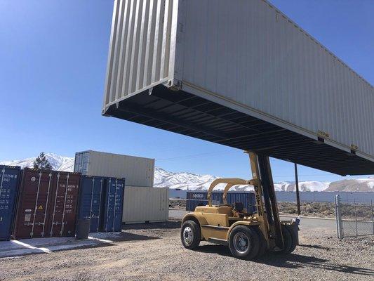 Our own forklifts onsite for easy unloading of our inventory received.