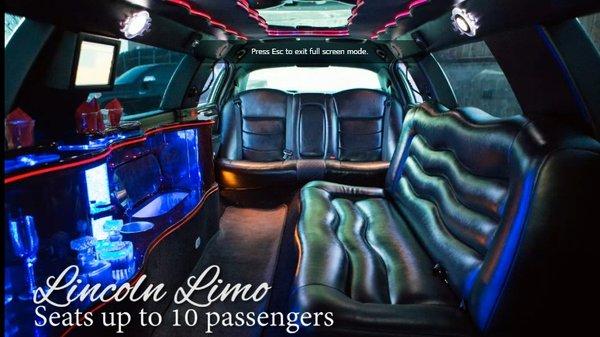 Lincoln Limo 10 Passenger interior