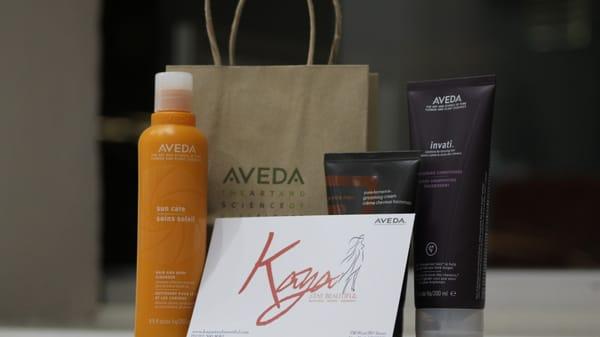 Proud partnership with AVEDA. We believe in the same mission and commitment to using organic and natural products.