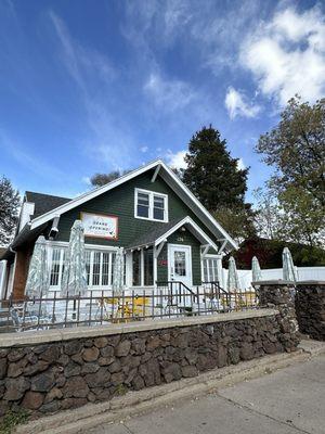 Restaurant is in a cute little house with nice patio seating.