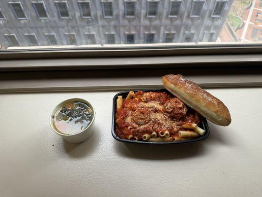 Wedding Soup & Ziti with 2 meatballs