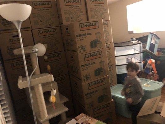 My living room full of boxes at the old house