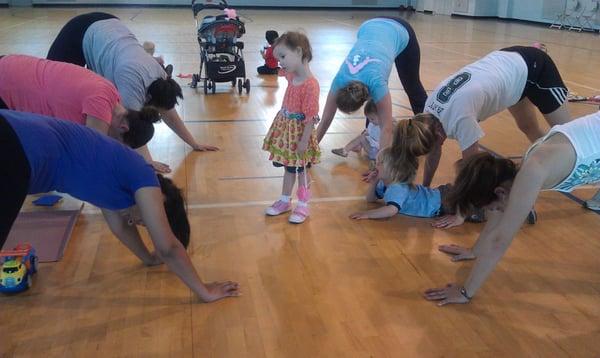 Downward Dog Tunnel in Mommy Fit class!