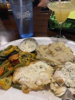 Broiled haddock veggies and taters