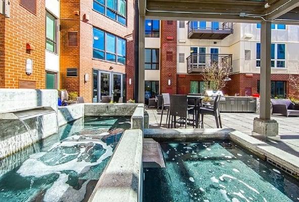 Private Courtyard at The Meyden Apartments, Bellevue, WA