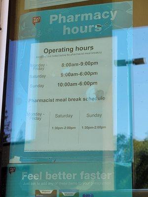 Drive through pharmacy hours