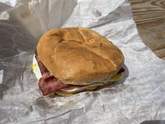 Turkey Bacon Egg and Cheese Sandwich Breakfast