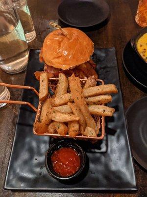 Chicken sandwich and fries