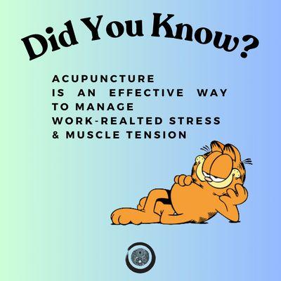 Acupuncture is great for stress management.