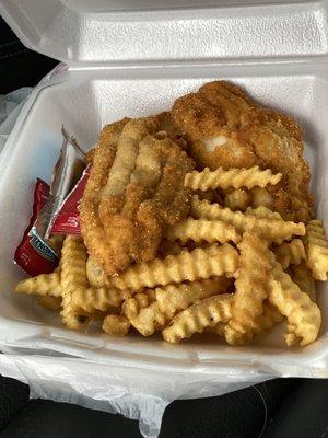 Fried fish and French fries (to-go)