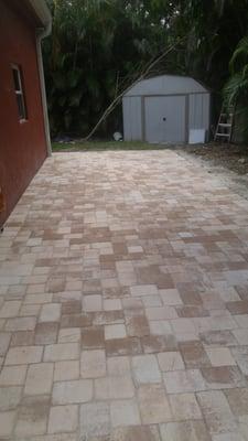 The patio completed in pavers.