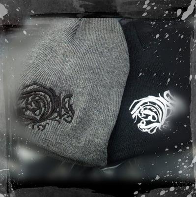 An example of our embroidered logo beanies