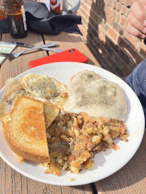 Chicken fried steak and egg