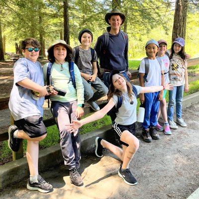 An Upper Elementary group photo from their camping trip.