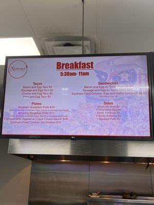 Breakfast menu