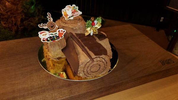 Chocolate christmas yule log cake