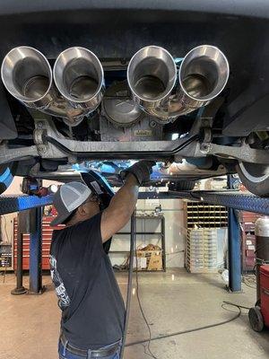 Custom exhaust and tips on C6 Corvette