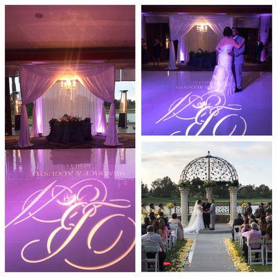 Provided DJ/MC services, white dance floor, event lighting, pipe and drape, and Photo Booth services. Old Ranch Country Club.