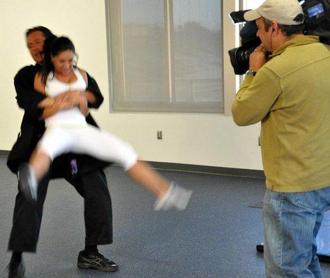 Self defense training for Telemundo TV