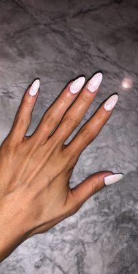 White with sparkle solar nails!