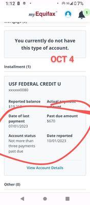 And credit report after dispute resolution yet it reflects correctly