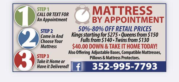 Tons of mattresses in all sizes to choose from gel memory foam, Pillow tops, Euro tops, Firm and Plush