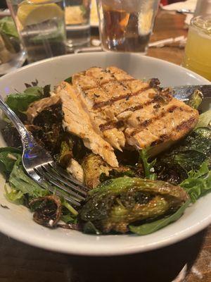 Brussel Sprout Salad with Salmon