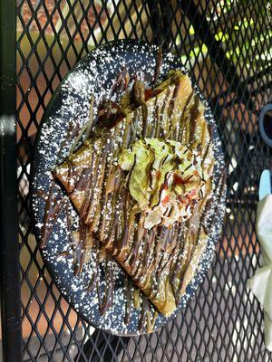 Peanut butter Nutella crepe with strawberries