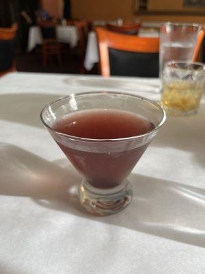 Greek dirty martini made with Kalamata olive juice! Fantastic!