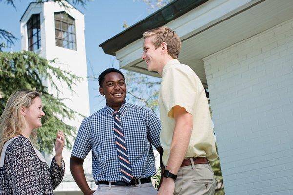 The Scribner Belltower, seen in background, greet students daily.