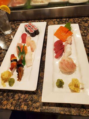 Sushi dinner and sashimi dinner.