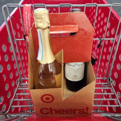 By four bottles of wine and save 10 percent every day at Target. Plus a nice winebox holder.