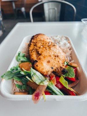 Mediterranean Chicken with Tzatziki, Salad and Rice Pilaf