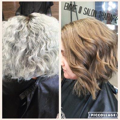 Before and after Cut and color by emmie