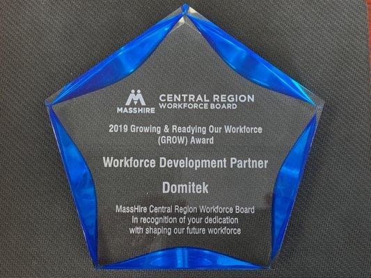 2019 Growth Award. MassHire Central & North Central Workforce Boards Recognize Area Employers That Support Youth Career Development