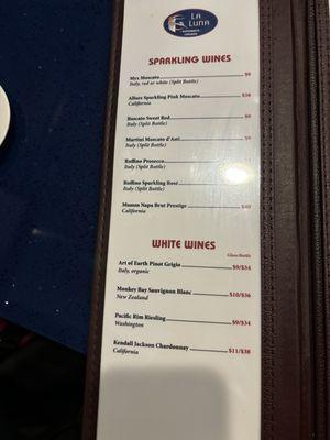 Wine Menu