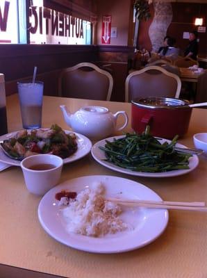 Ong choy (Chinese spinach) & fish fillet with black bean sauce