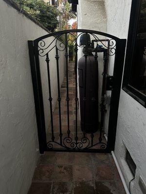 Side entry gate wrought iron custom design in Long Beach by OC Gates.