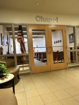 Looking inside the chapel.