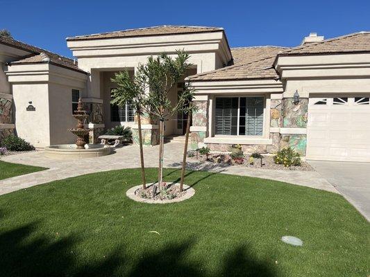 New travertine walkways and all new landscaping