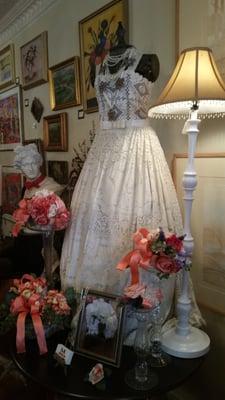 Vintage clothing and hand made flower arrangements