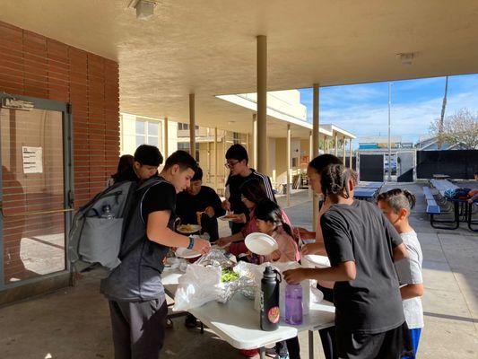 Youth eating at our gym