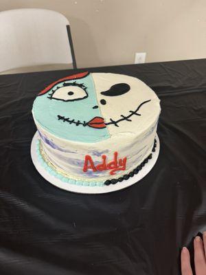 Nightmare Before Christmas cake with wedding cake flavor.