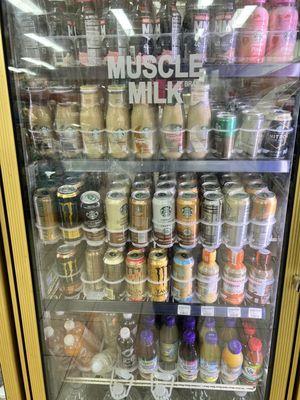 All kinds of coffee drinks, milks & juices. The one little nitro drink in the corner on the second shelf was $5.99, though.