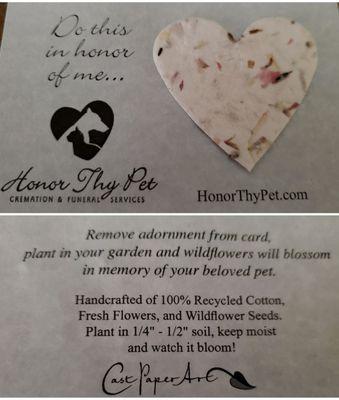 Heart shape wildflower seed patch in memory of your beloved pet