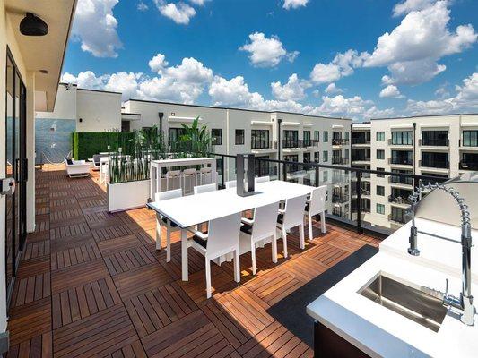 Rooftop grill and lounge area