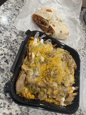 Al Pastor Burrito & Chile Verde Fries