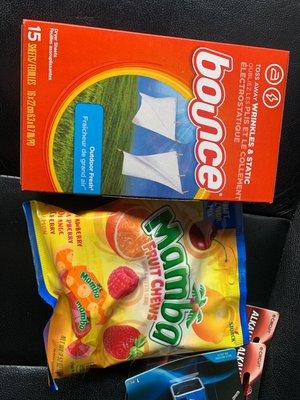 Mamba candy and bounce $1.25 each